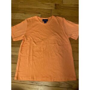 Charter Club, women's orange short sleeve basic crew neck pima cotton t shirt LG